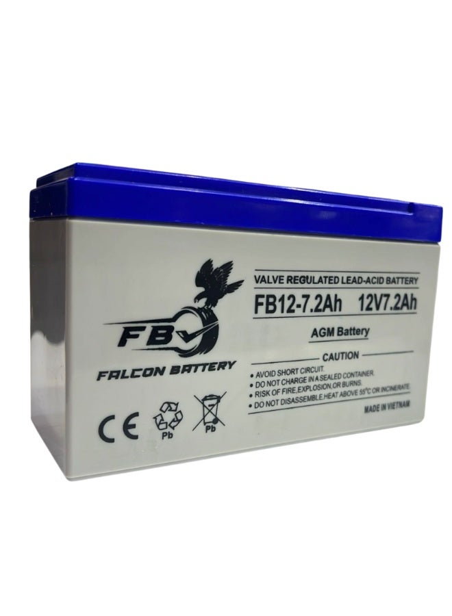 12V 7.2Ah Sealed Lead Acid Battery AGM VRLA – Rechargeable Backup Power Battery - Image 1